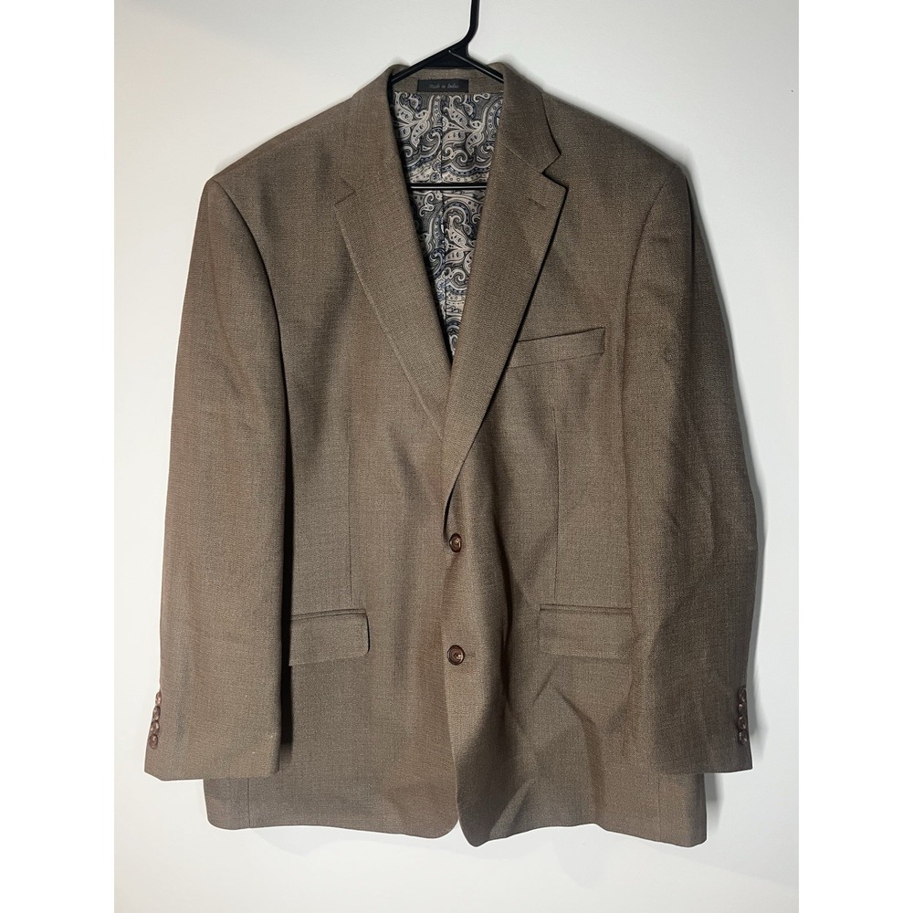 Ralph Lauren LRL Tan Beige Paisley Lined Blazer Sport Coat Jacket Mens 48R